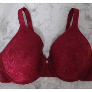 Ambrielle Bra 38DD Burgundy Everyday Full Coverage Lace Underwire